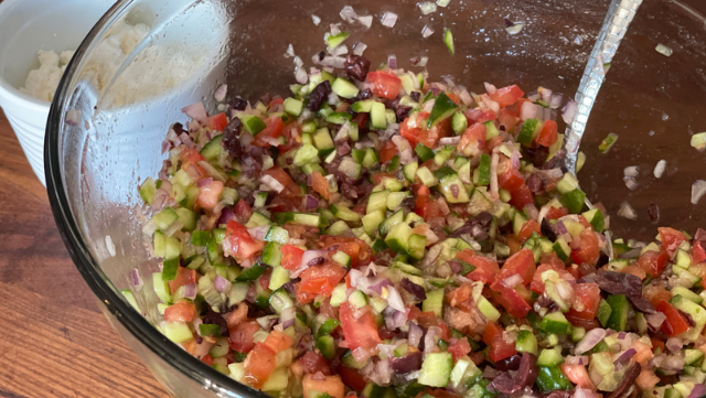Image of Tomato, Cucumber, Onion, Kalamata olive Salad 