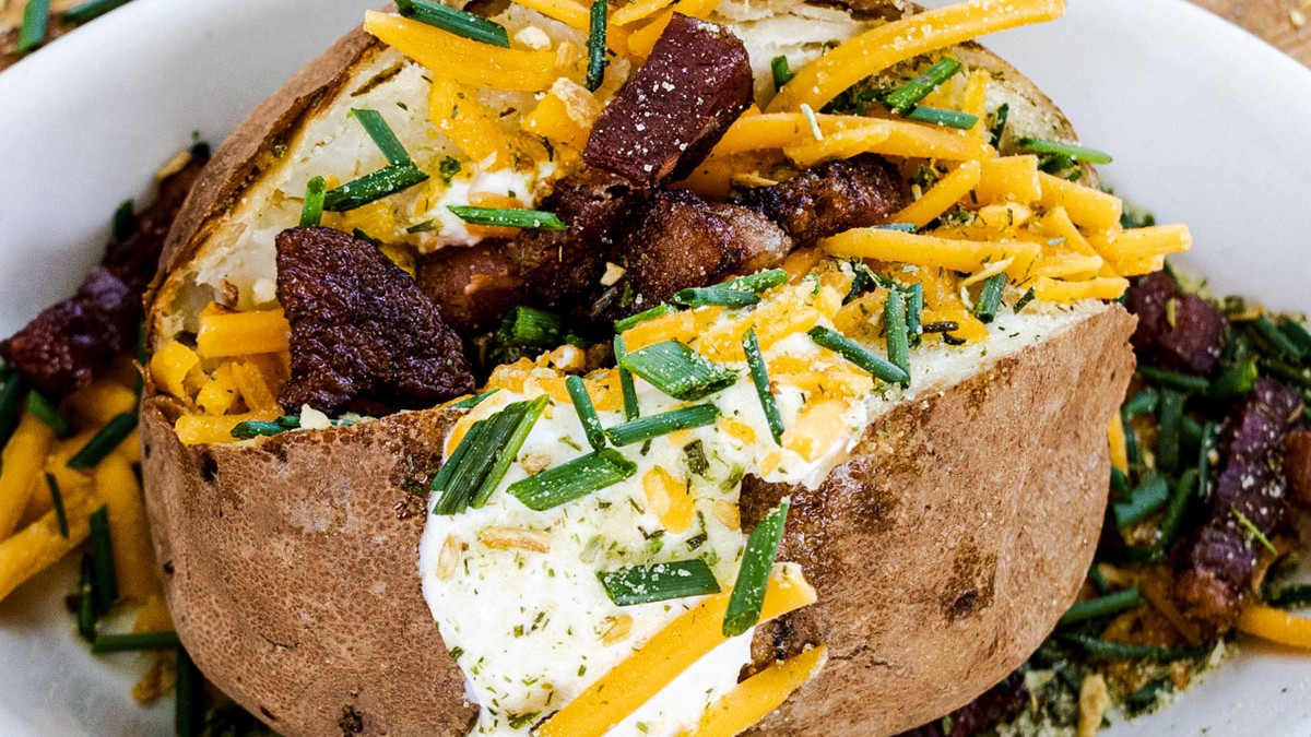 AD) potato slayer loaded double baked potatoes @Fire & Smoke