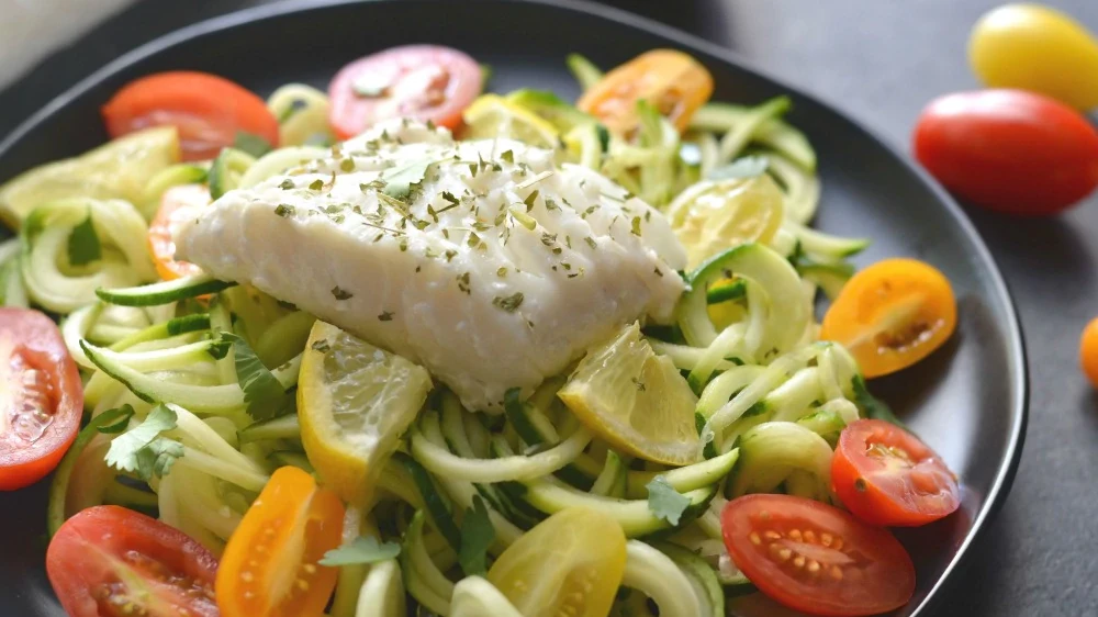 Image of Lemon Pepper Haddock with Zucchini Noodles