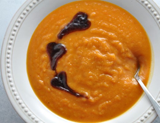 Image of Roasted Butternut Squash & Apple Soup with Kickin' Strawberry Sauce