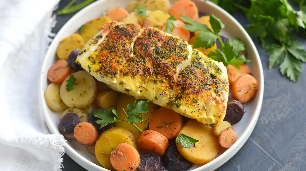 Image of Turmeric Skillet Haddock with Rainbow Carrots