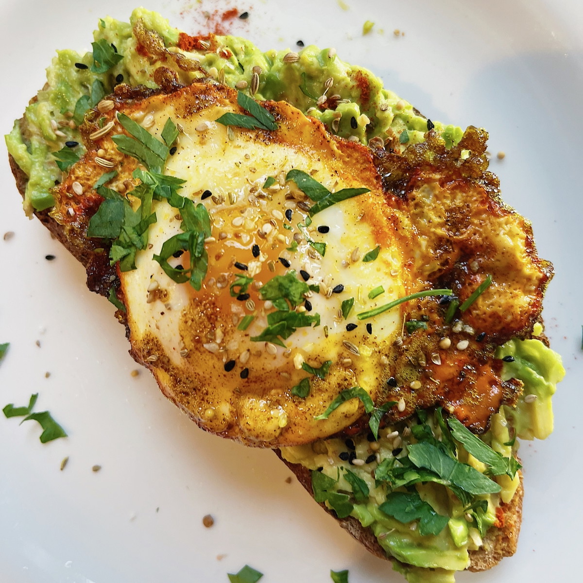 Everything Indian Avocado Toast with Turmeric Chili Egg