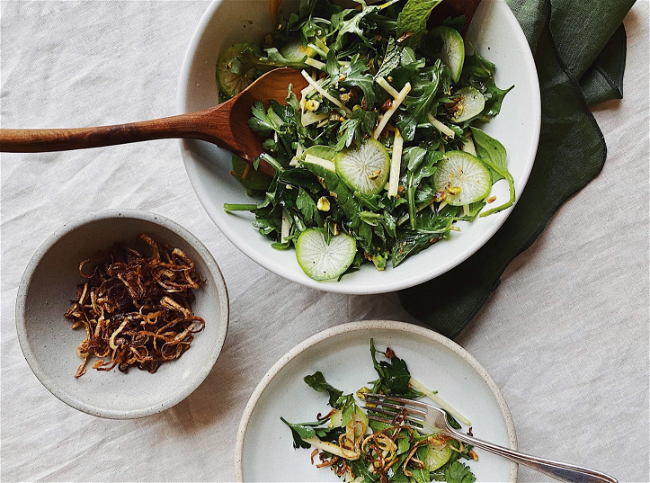 Image of Spring Salad with Poppyseed Vinaigrette & Crispy Shallots
