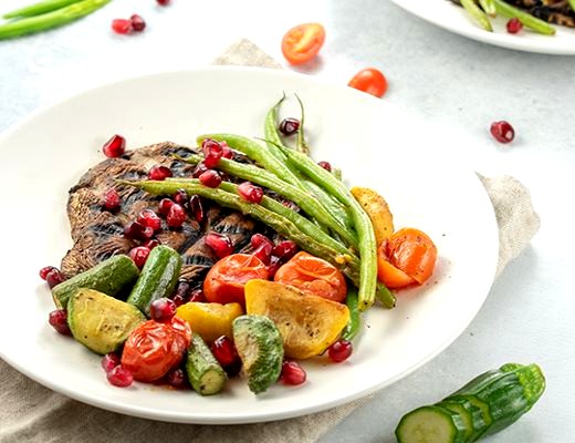 Image of Sautéed Baby Vegetables with Grilled Portobellos