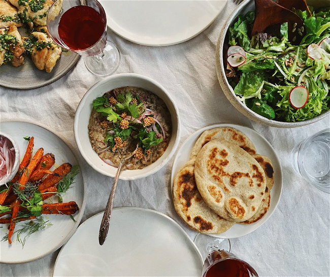 Image of Creamy Tahini Lentils with Rye Flatbreads