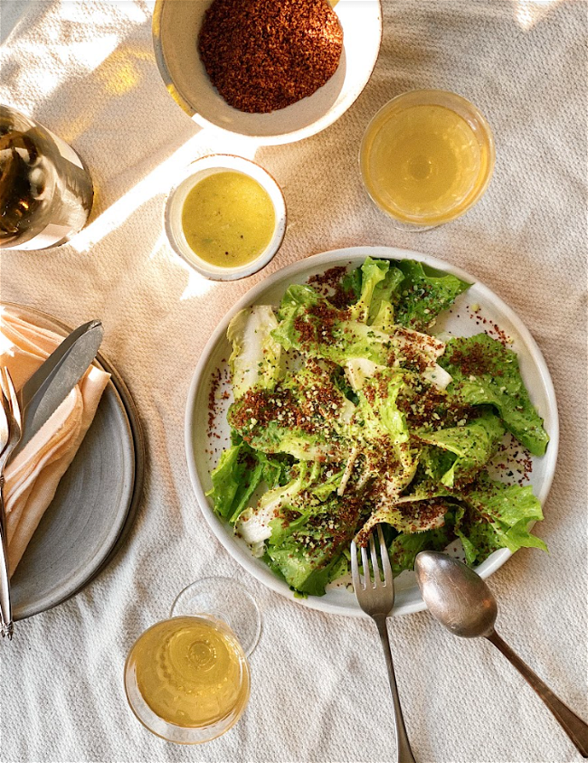 Image of Escarole with Garlic Breadcrumbs & Oregano Caesar Dressing