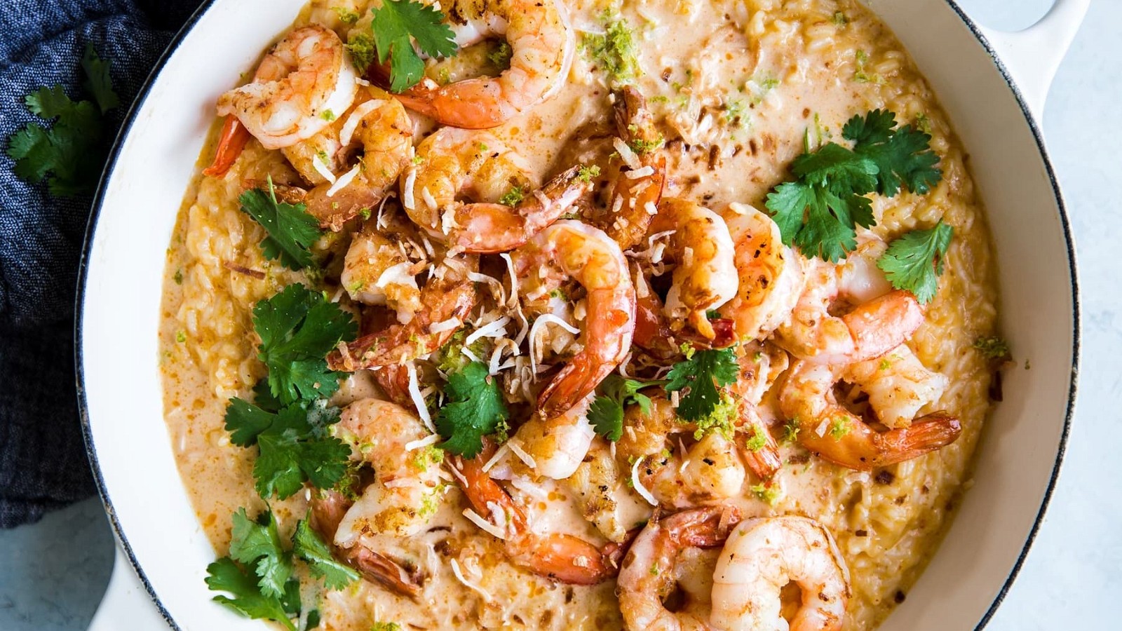 Image of Risotto de curry rojo con camarones