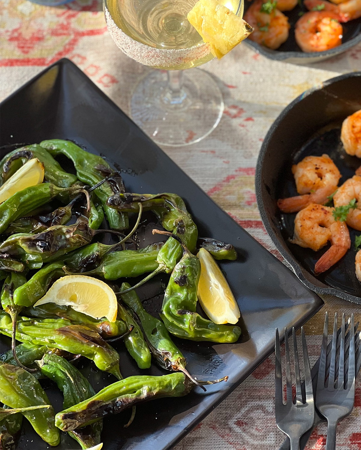 Blistered Shishito Peppers with Jalapeño Lime Balsamic Vinegar