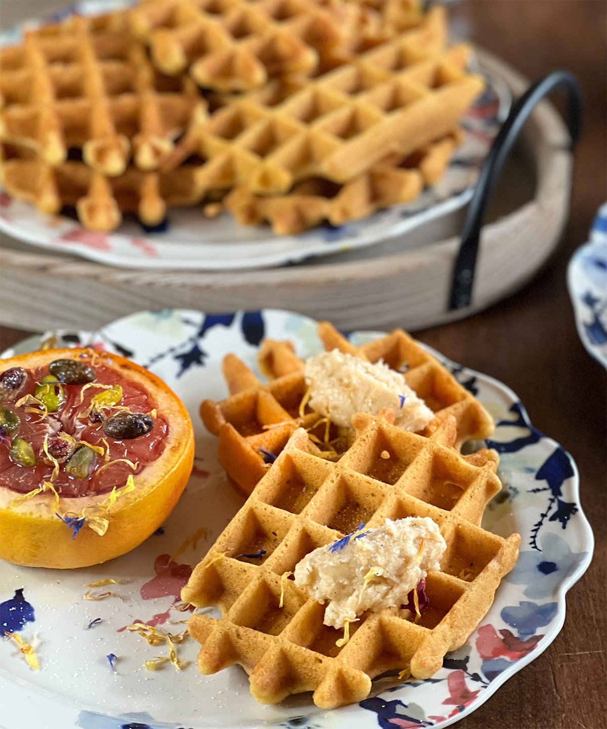 Lemon & Lavender Cornmeal Waffles with Whipped Honey Butter