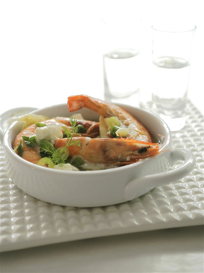 Image of Sautéed Shrimp or Mussels with Mastiha Vegetables and Feta
