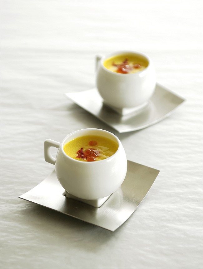 Image of Cauliflower Velouté with Salmon Roe and Mastiha-Scented Olive Oil