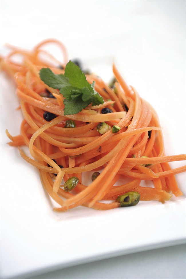 Image of Spiced Raw Carrot Salad with Pistachios, Mastiha and Orange