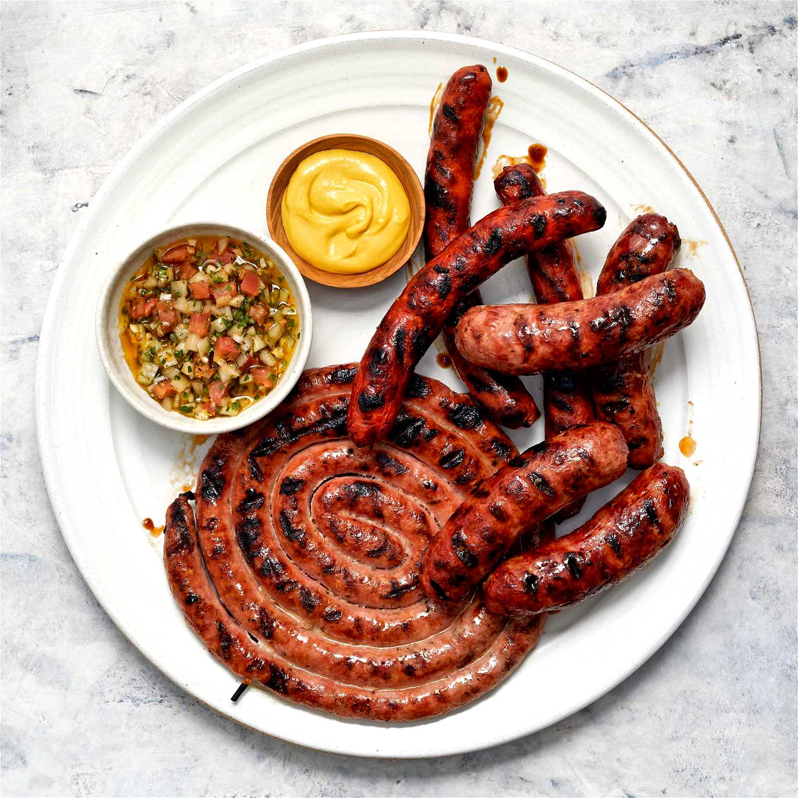Image of Grilled Assorted Sausages with Two Sauces