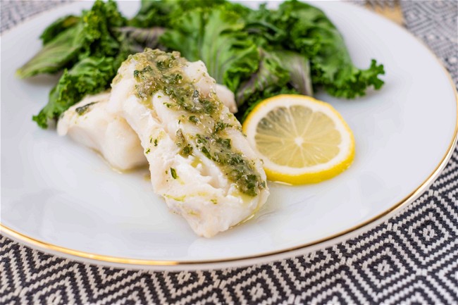 Image of Cod with Salsa Verde and Kale
