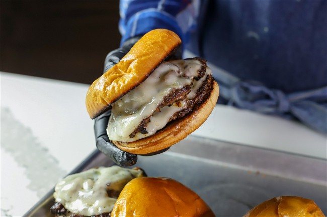 Image of Black Garlic & Shallot Smash Burgers