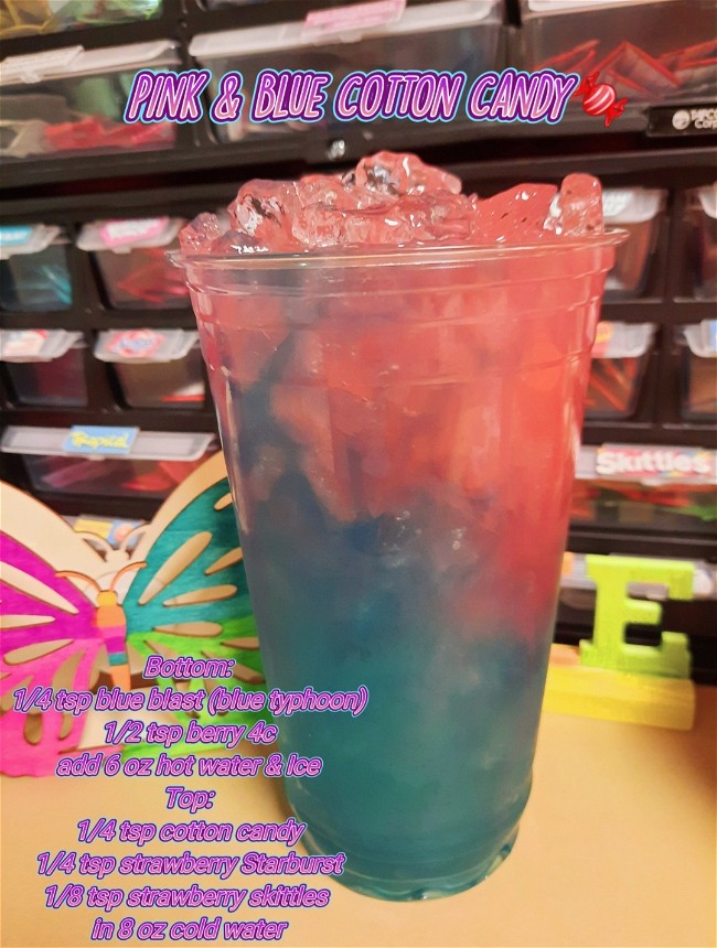 Image of Pink & Blue Cotton Candy Loaded Tea Recipe 