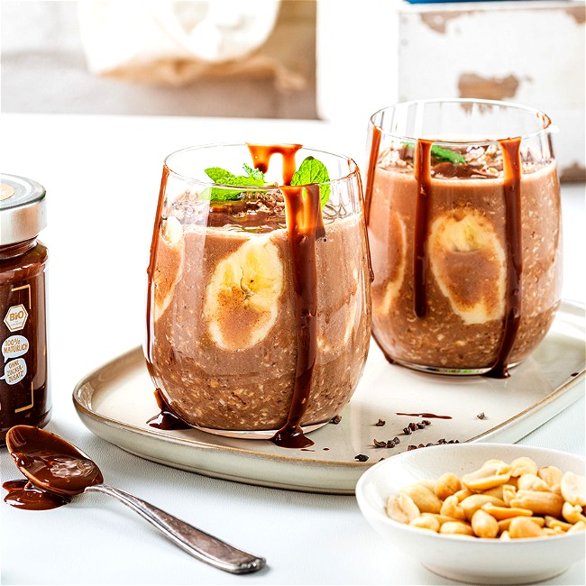 Image of Schoko-Bananen Overnight Oats mit Cacao Crunch