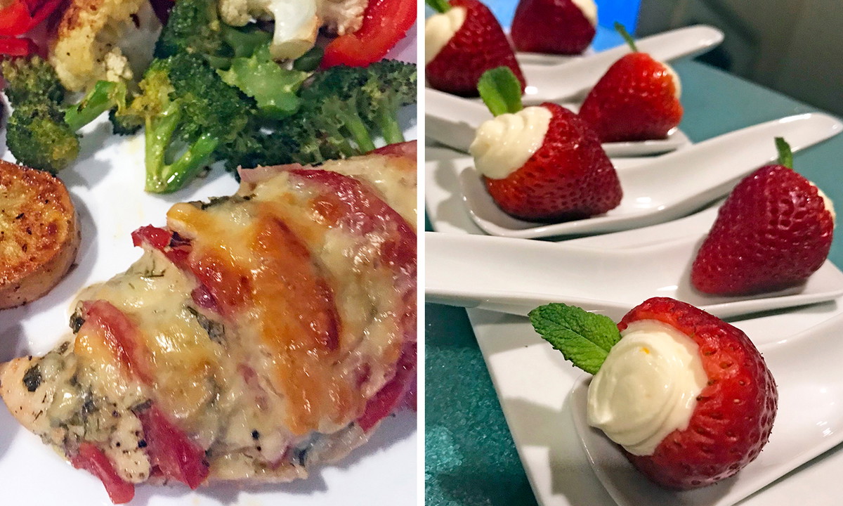 Easy Stuffed Chicken Breast & Cream Cheese Stuffed Strawberries