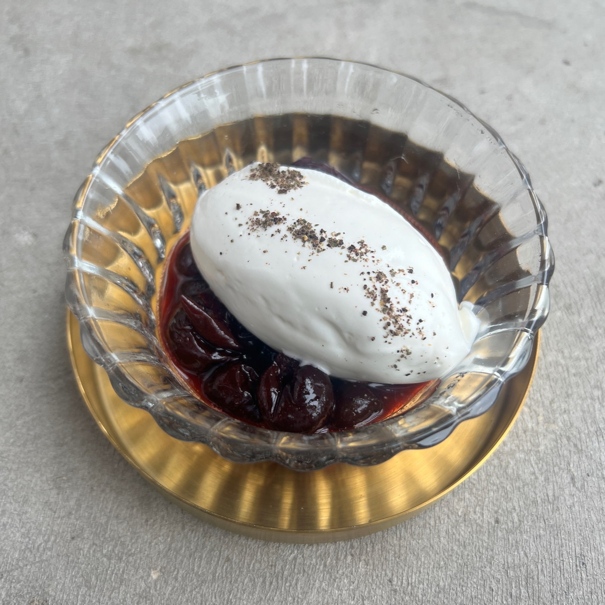 Whipped Cream with Marinated Cherries