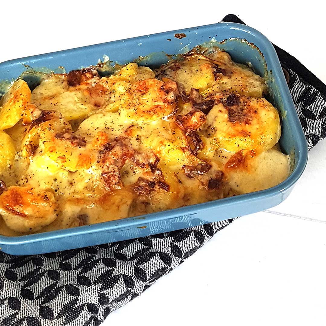 Kartoffel-Lauch Gratin, sämig, herzhaft & schnell gemacht