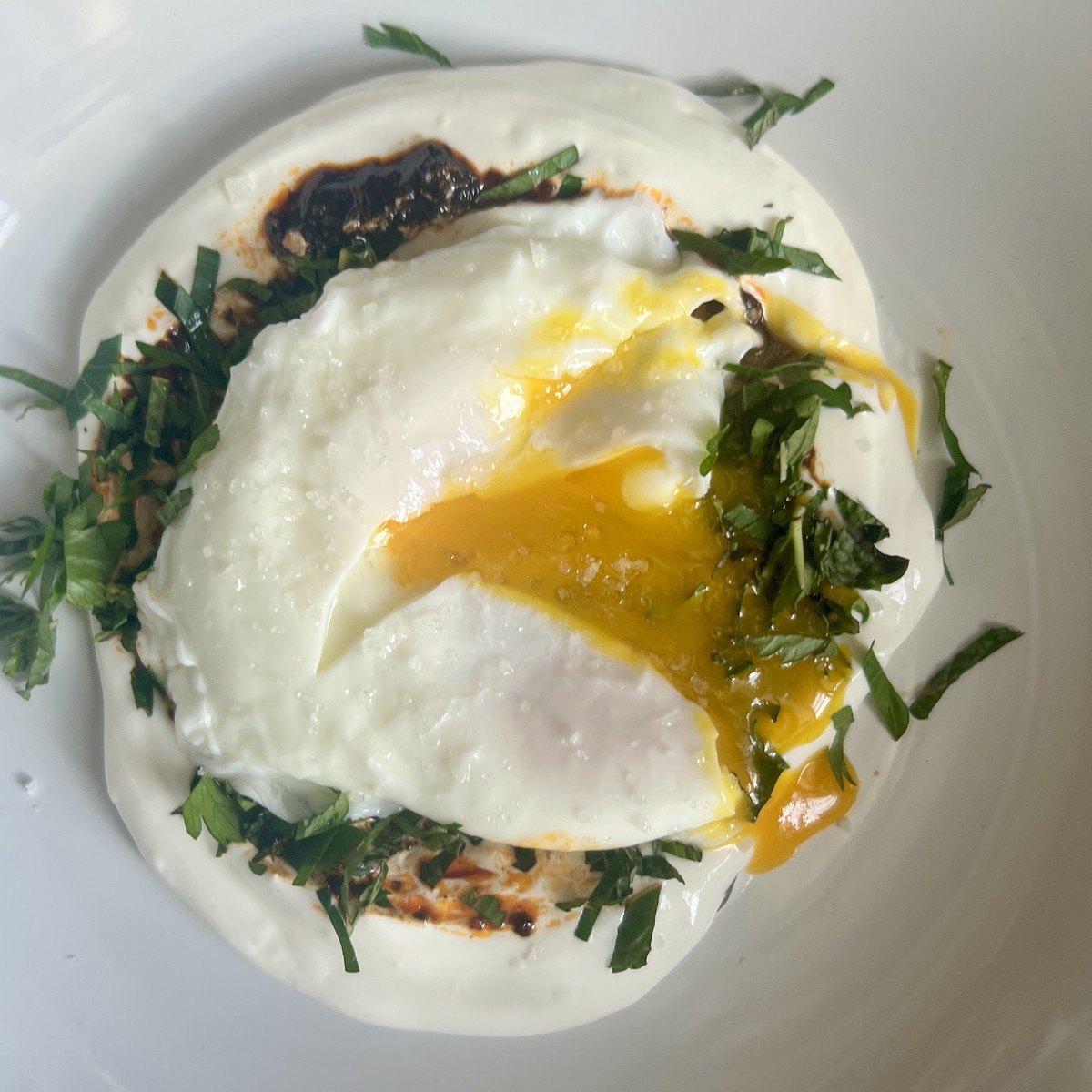 Poached Egg with Labne and Harissa Honey