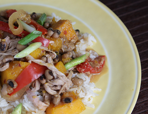 Image of Slow Cooked Thai Pork with Kabocha Squash and Blackeyed Peas