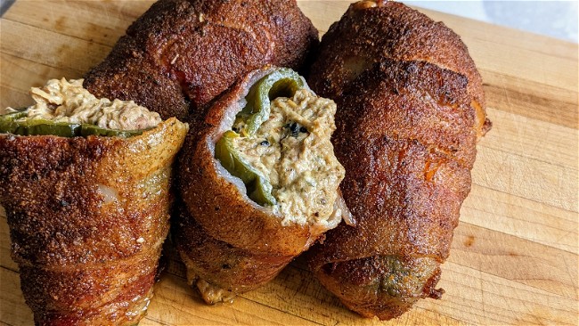 Image of Bacon Wrapped Stuffed Poblanos
