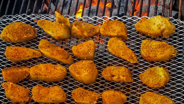 Image of Cook to internal temperature reaches 145º, squeezing fresh lemon juice over top of the fish during last few minutes of cooking. 