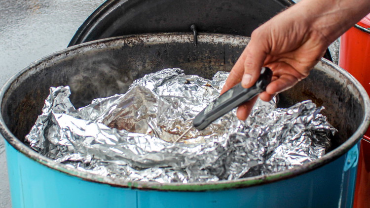 Image of Put brisket back in your smoker until the internal temperature reaches about 204ºF or the temperature probe has no resistance when inserted into the cooked brisket. The entire cook should take around 4 hours, but you'll want to rely on...