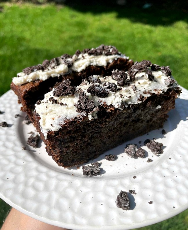 Image of COOKIES AND CREAM BANANA LOAF W/ VANILLA FROSTING