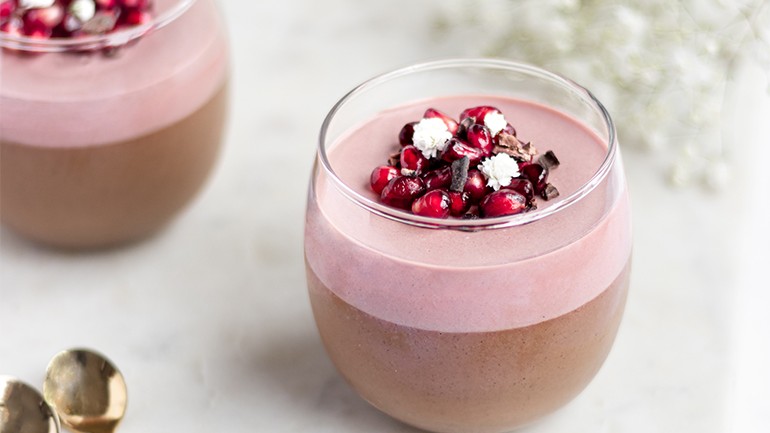 Image of Chocolate Pomegranate Panna Cotta Recipe