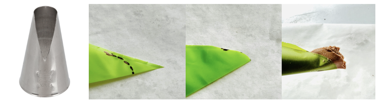 Image of As you pipe, keep the wide opening facing up and you will be creating a “mohawk” looking frosting decoration in no time.