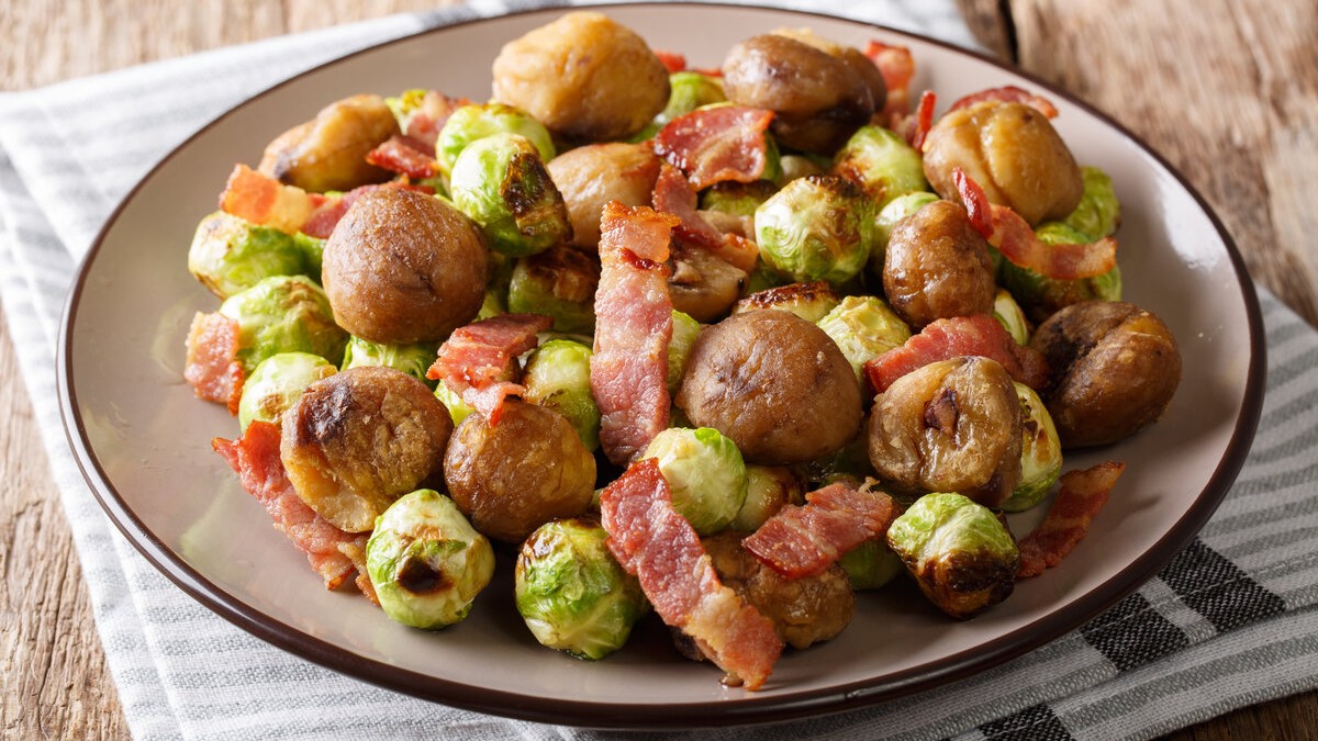 Image of Brussels Sprouts with Bacon & Chestnuts