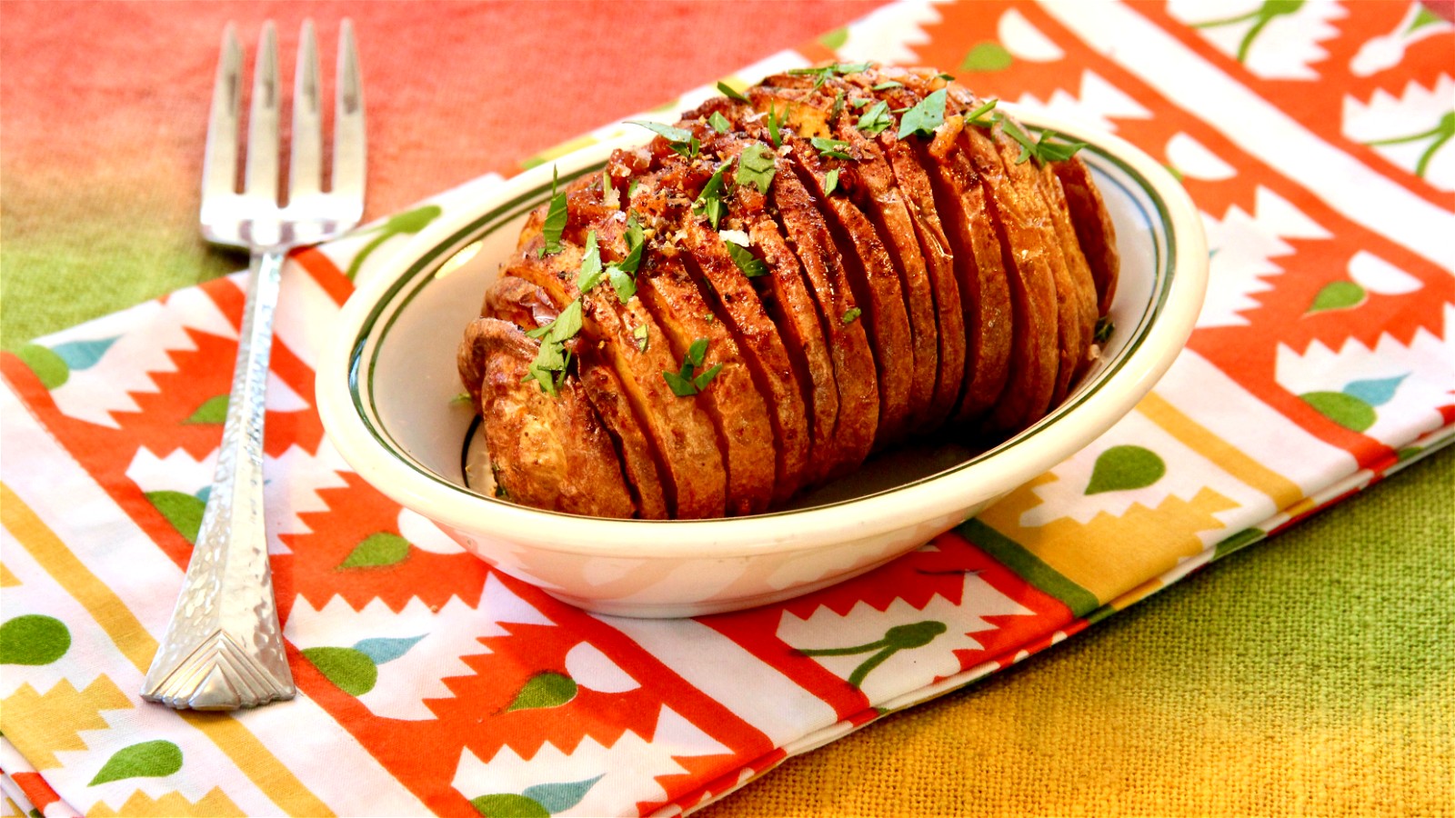 Image of Air Fried Sweet Potato Hasselback au Gratin