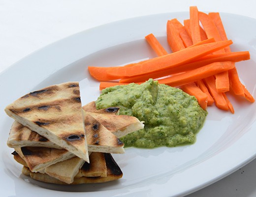 Image of Garbanzo Bean Dip with Grilled Pita and Carrot Sticks