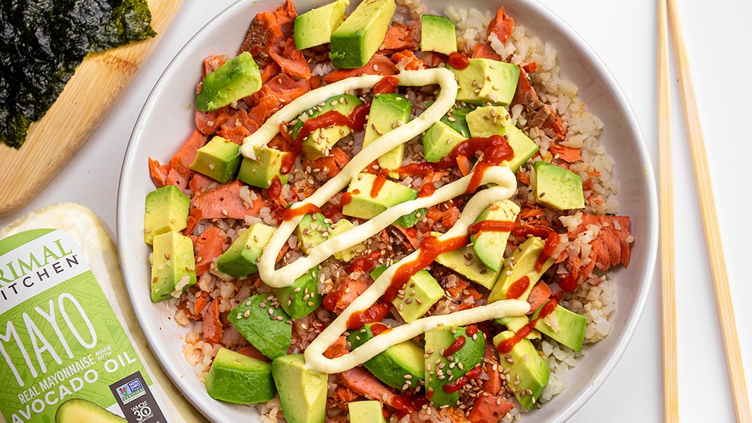 Image of Salmon Cauliflower Rice Bowl