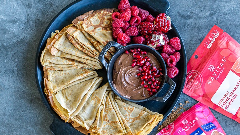 Image of Berry Pomegranate Crepes Recipe