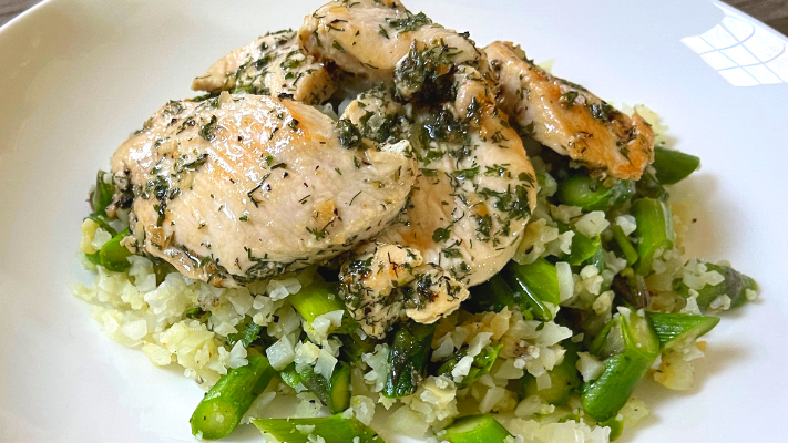 Image of Citrusy Chicken and Asparagus Rice Sauté