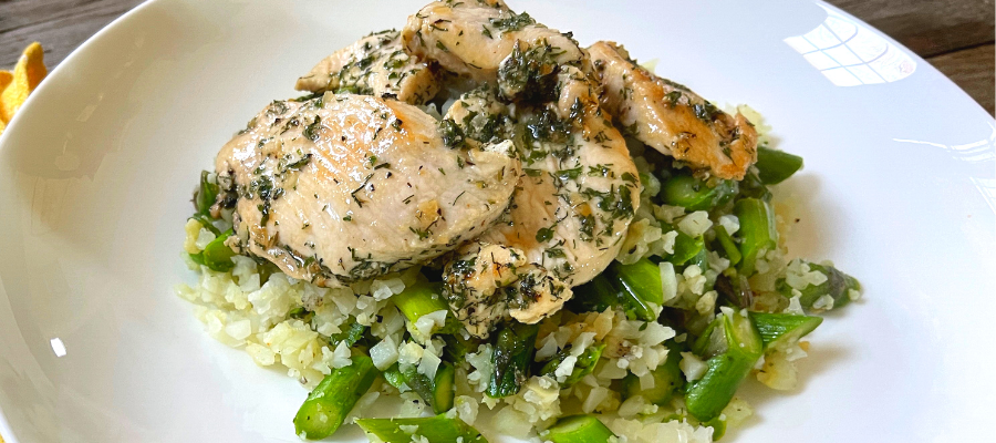 Citrusy Chicken and Asparagus Rice Sauté