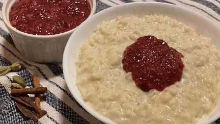 Image of Carolina Gold Rice Pudding With Strawberry Chia Jam