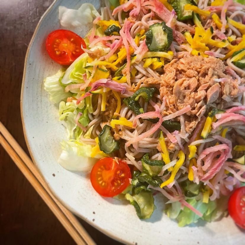 乾燥野菜で作る蕎麦サラダ
