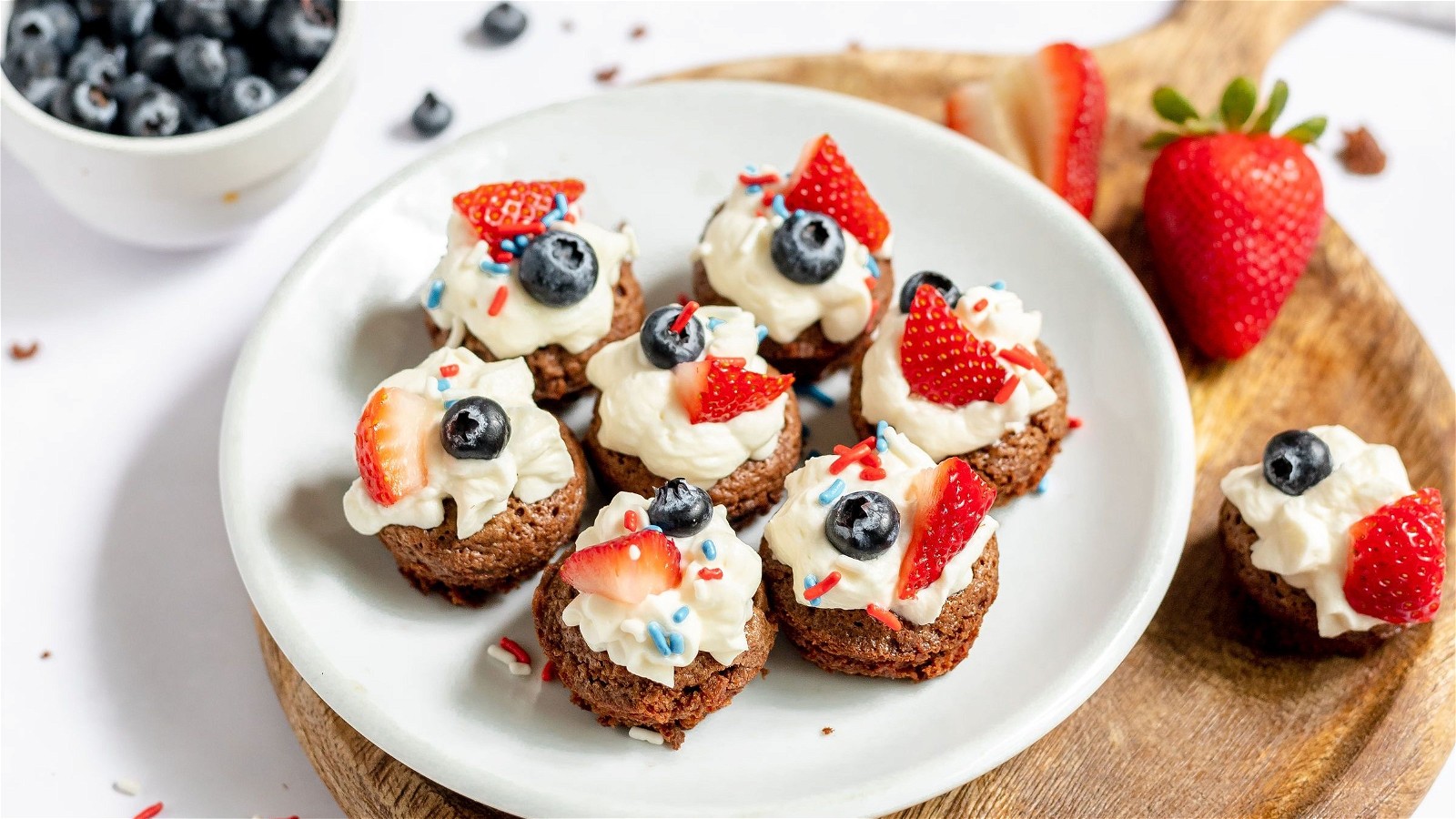 Image of Red, White, and Blue Gluten-free Brownie Bites by Elise New