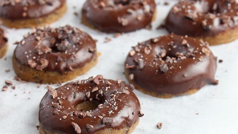 Image of Chocolate Peanut Butter Glazed Donuts Recipe