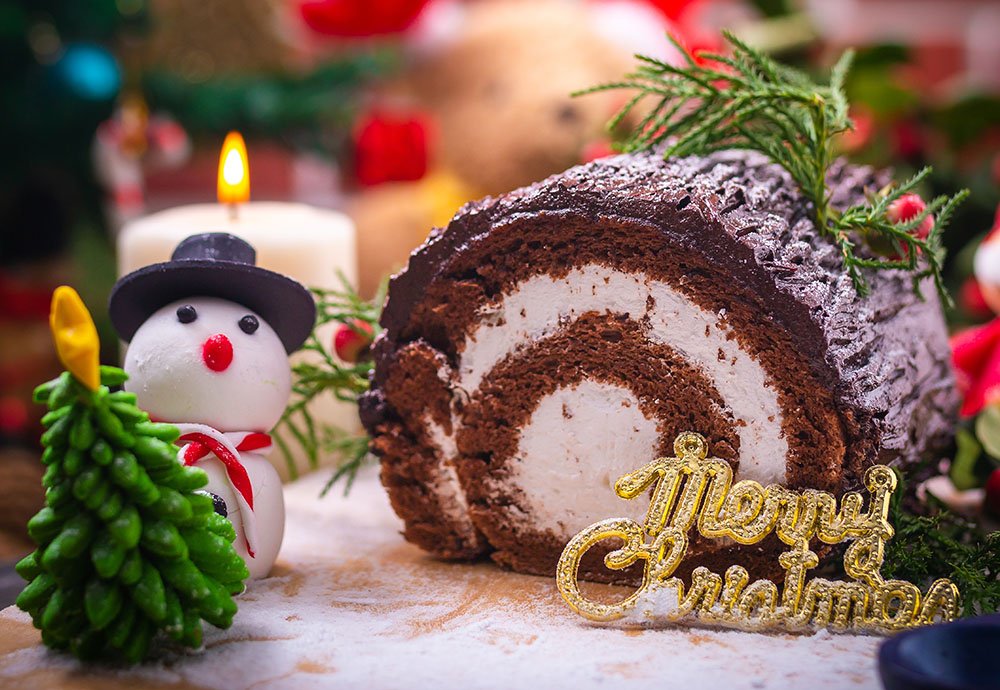 Holiday Yule Log with Ax Topper Recipe | Food Network