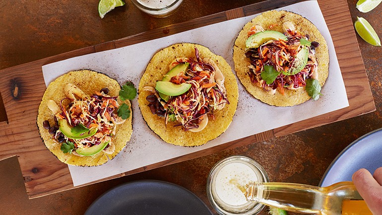 Image of Black Bean Tacos with Goldenberry Slaw Recipe