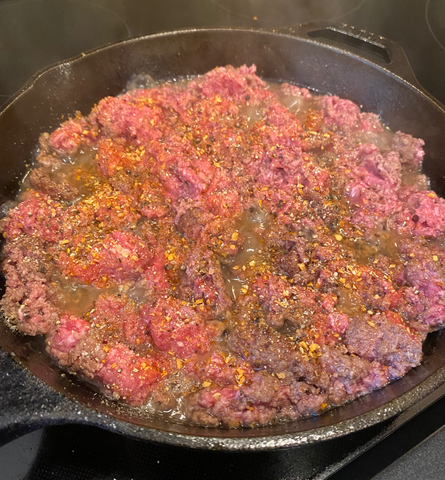 Image of Unpack your chop meat and place in a skillet over...