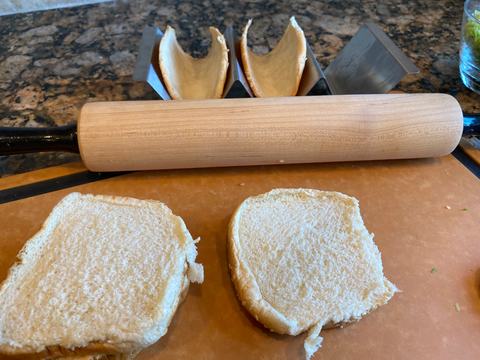 Image of With a rolling pin flatten each burger bun both sides...