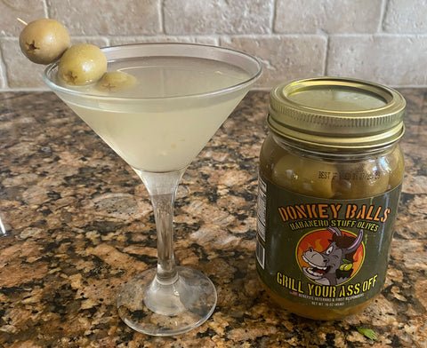 Image of Add 2-3 donkey ball habanero stuffed olives to a toothpick...