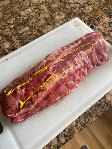Image of Put a light coat of yellow mustard on the ribs...