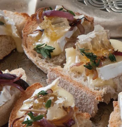 Image of Cut Comb, Brie & Red Onion Canapes